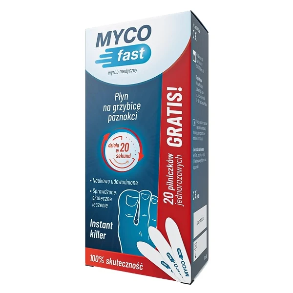 MYCOfast, płyn na grzybicę paznokci, 5ml + 20 pilniczków jednorazowych