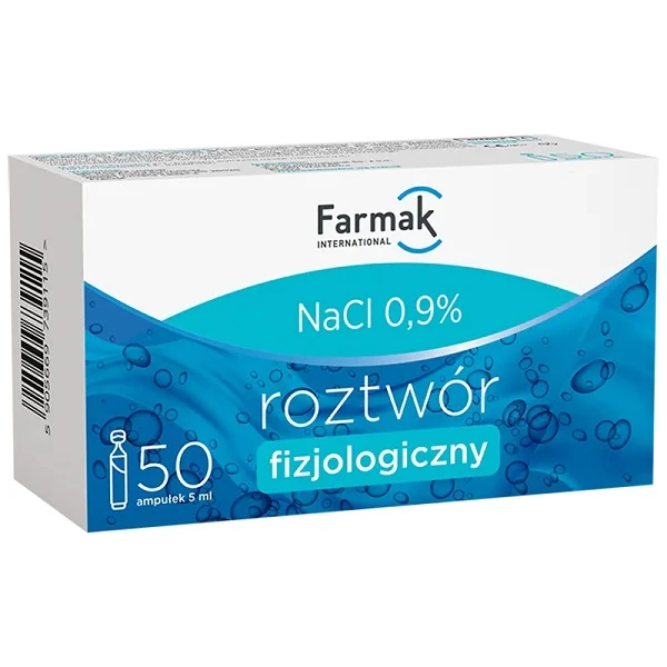 Farmak NaCl 0,9%, roztwór soli fizjologicznej, 50 ampułek po 5ml
