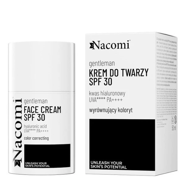 Nacomi Gentleman, nawilżający krem do twarzy SPF 30, wyrównujący koloryt, 50ml