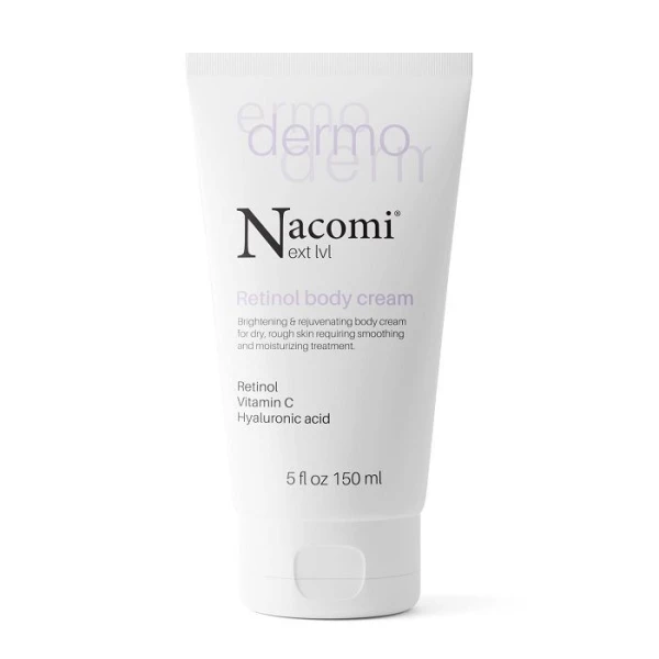 Nacomi Next Level Dermo, rozjaśniająco-odmładzający krem do ciała z retinolem i witaminą C, 150ml