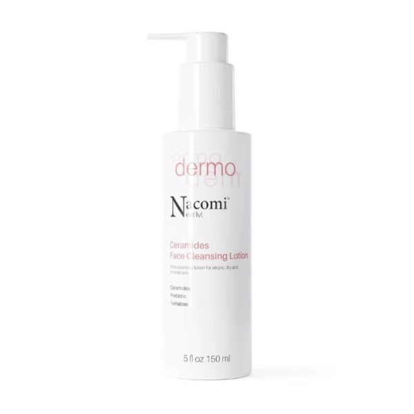 Nacomi Next Level, łagodna ceramidowa emulsja do mycia twarzy, skóra atopowa, sucha i podrażniona, 150ml