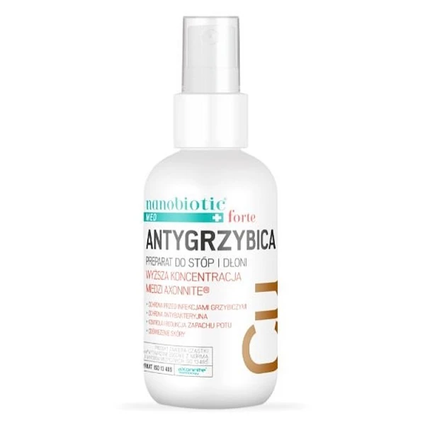 Nanobiotic Med Plus Copper, antygrzybica, preparat do stóp i dłoni, spray, 75ml