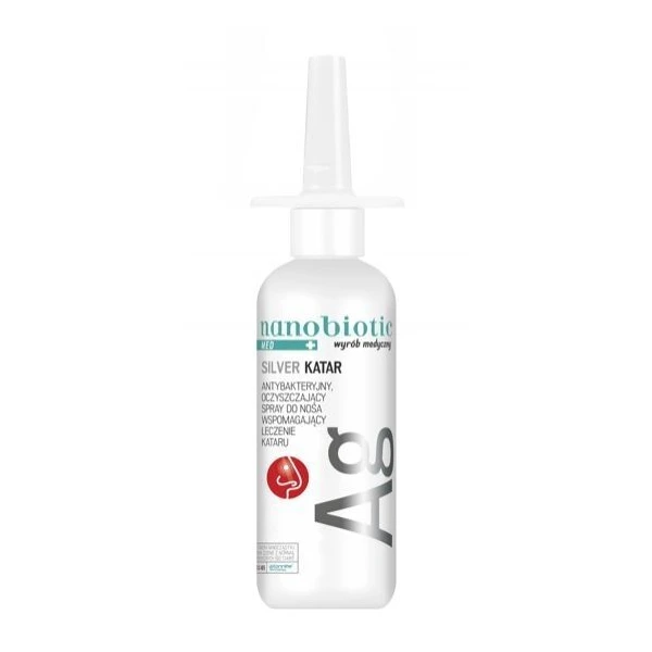 Nanobiotic Med Plus Silver, Katar, oczyszczający spray do nosa, 30ml