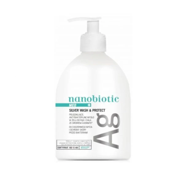 Nanobiotic Med Plus Silver Wash & Protect, mydło w żelu do rąk i ciała ze srebrem, 500ml