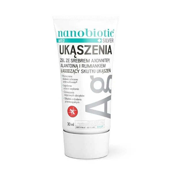 Nanobiotic Med Plus Silver, Ukąszenia, żel ze srebrem, alantoiną i rumiankiem łagodzący skutki ukąszeń, 40ml