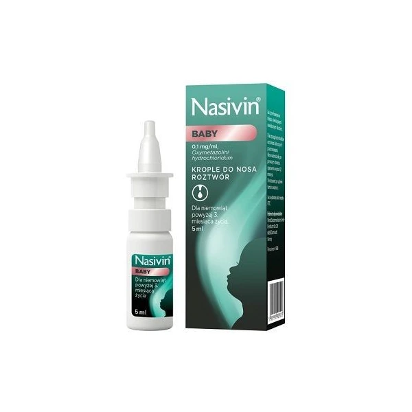 Nasivin Baby 0,1mg/ml, krople do nosa, po 3 miesiącu życia, 5ml