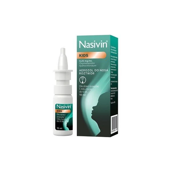 Nasivin Kids 0,25mg/ml, aerozol do nosa, dla dzieci po 1 roku życia, 10ml