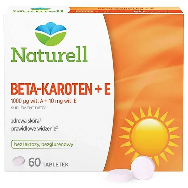 Naturell, Beta-Karoten + E, 60 tabletek