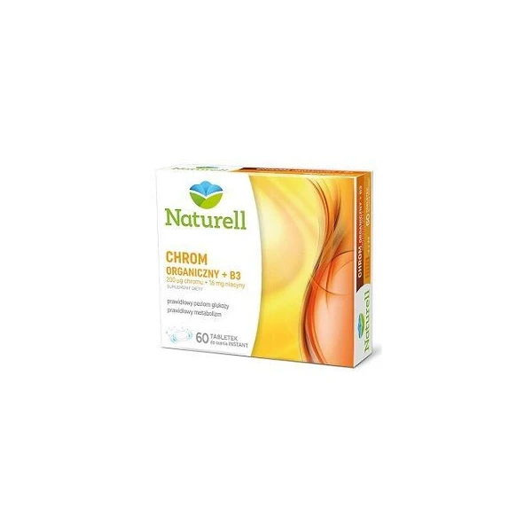 Naturell, Chrom organiczny + B3, 60 tabletek do ssania