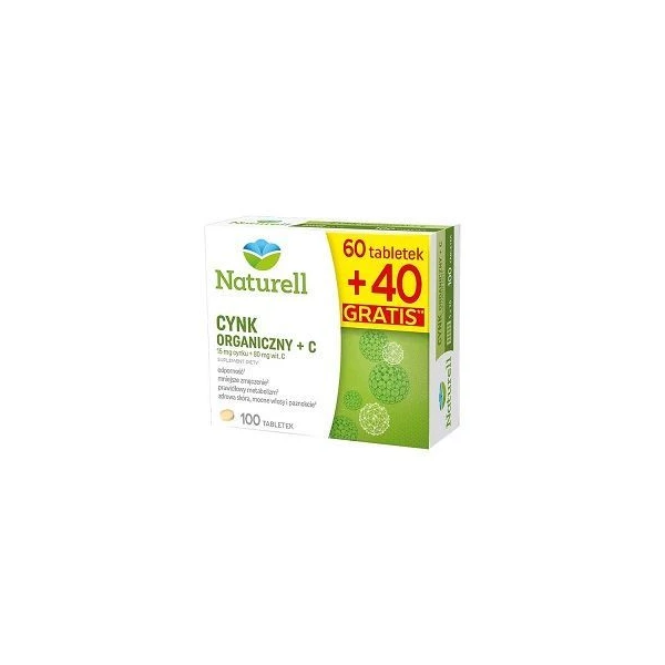 Naturell, Cynk Organiczny + C, 60 tabletek + 40 tabletek w prezencie