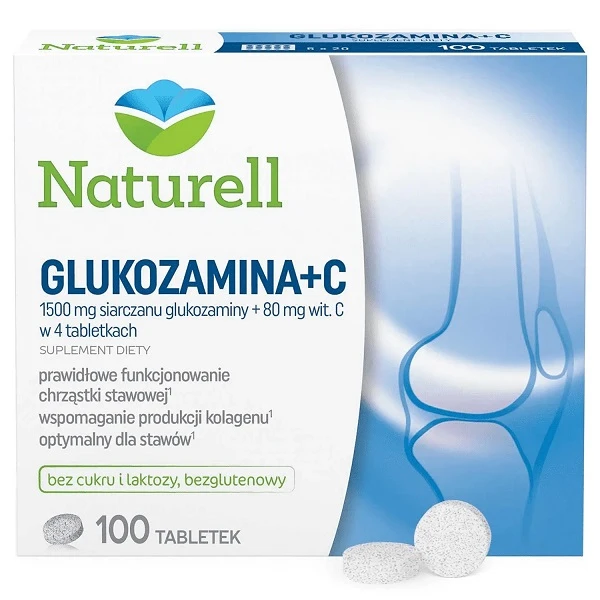 Naturell, Glukozamina + C, 100 tabletek