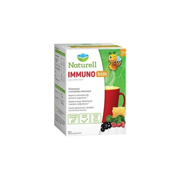 Naturell Immuno Hot Kids, proszek, dla dzieci powyżej 3 roku życia, 10 saszetek