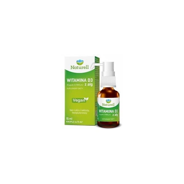 Naturell, Witamina D3 z alg 1000 j.m., krople doustne, 15ml