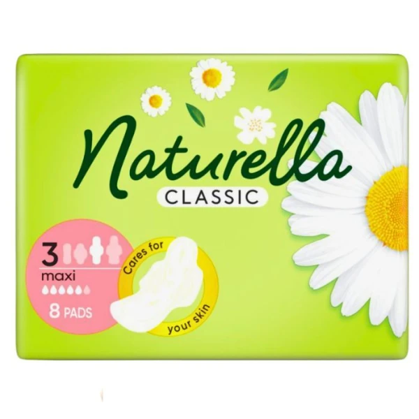 Naturella Classic Maxi, podpaski ze skrzydełkami, z rumiankiem, 8 sztuk