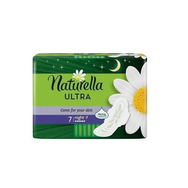 Naturella Ultra Night, podpaski ze skrzydełkami, z rumiankiem, 7 sztuk
