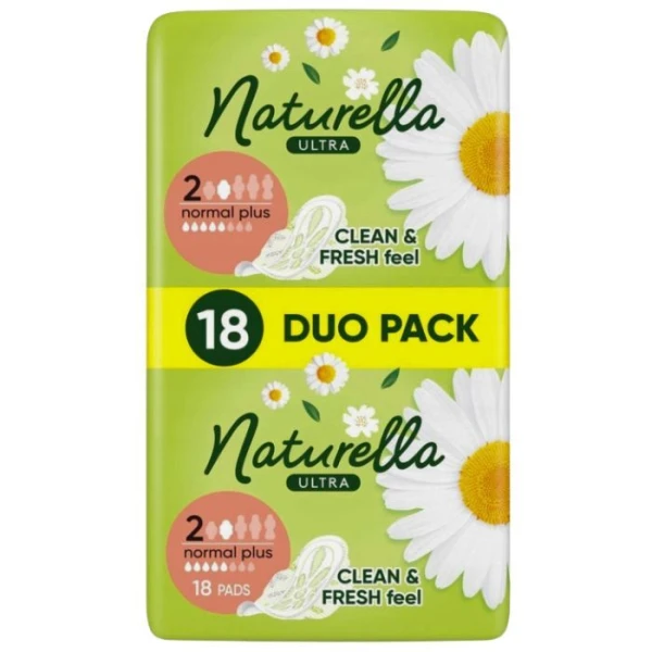 Naturella Ultra Normal Plus, podpaski ze skrzydełkami, z rumiankiem, 18 sztuk