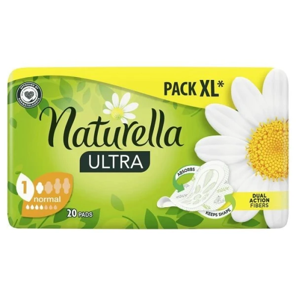 Naturella Ultra Normal, podpaski ze skrzydełkami, z rumiankiem, 20 sztuk