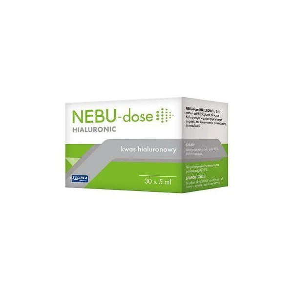 Nebu-dose Hialuronic, 0,9% roztwór soli fizjologicznej z kwasem hialuronowym, do nebulizacii, 30 ampułek po 5ml
