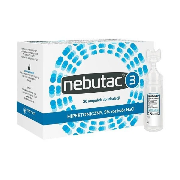 Nebutac 3, hipertoniczny roztwór do inhalacji 3%, 30 ampułek po 4ml