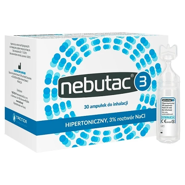 Nebutac 3, hipertoniczny roztwór do inhalacji 3%, 30 ampułek po 4ml