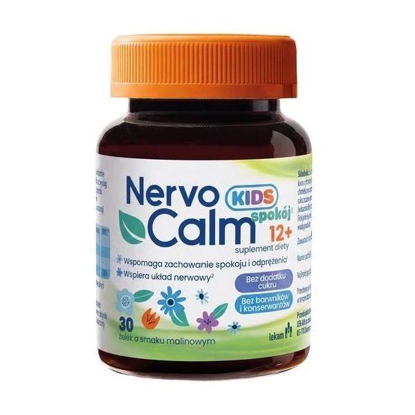 NervoCalm Kids Spokój, żelki, smak malinowy, po 12 roku życia, 30 sztuk