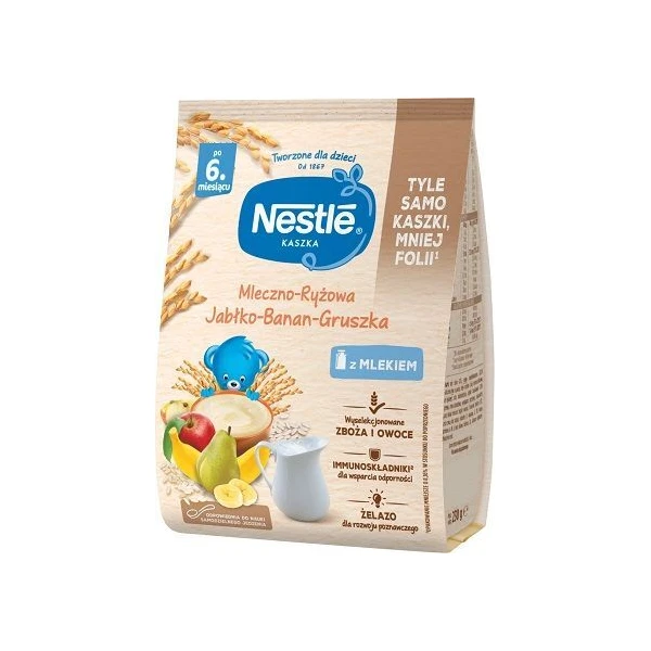 Nestle, kaszka mleczno-ryżowa, jabłko-banan-gruszka, po 6 miesiącu, 230g