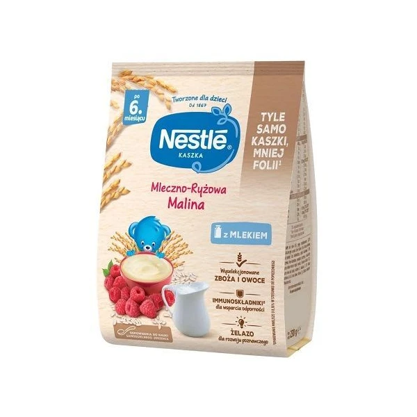 Nestle, kaszka mleczno-ryżowa, malina, po 6 miesiącu, 230g