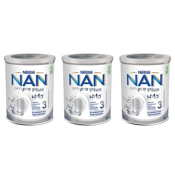 Nestle Nan Optipro Plus HM-O 3, formuła na bazie mleka, trzypak (3x800g)