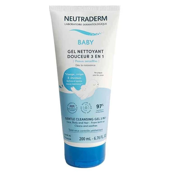 [DATA - 2026-10-31] Neutraderm Baby, łagodny żel myjący 3w1, od urodzenia, 200ml