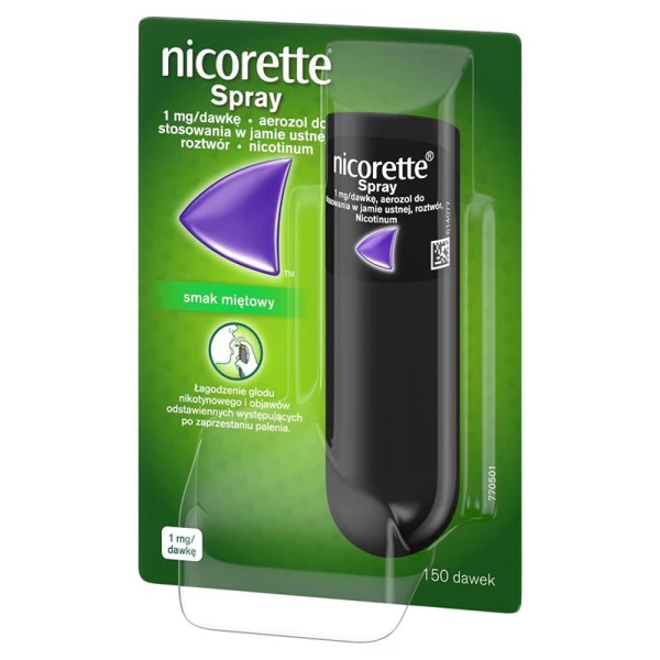 Nicorette 1mg/dawkę, aerozol do stosowania w jamie ustnej, smak miętowy,13,2ml