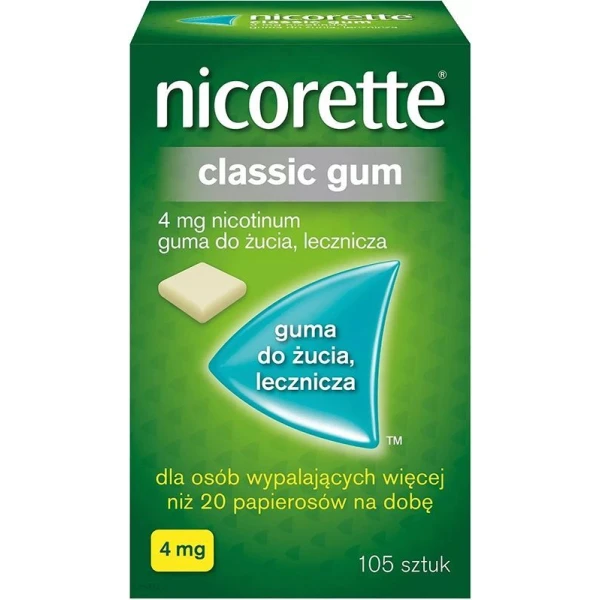 Nicorette Classic Gum 4mg, guma do żucia, 105 sztuk
