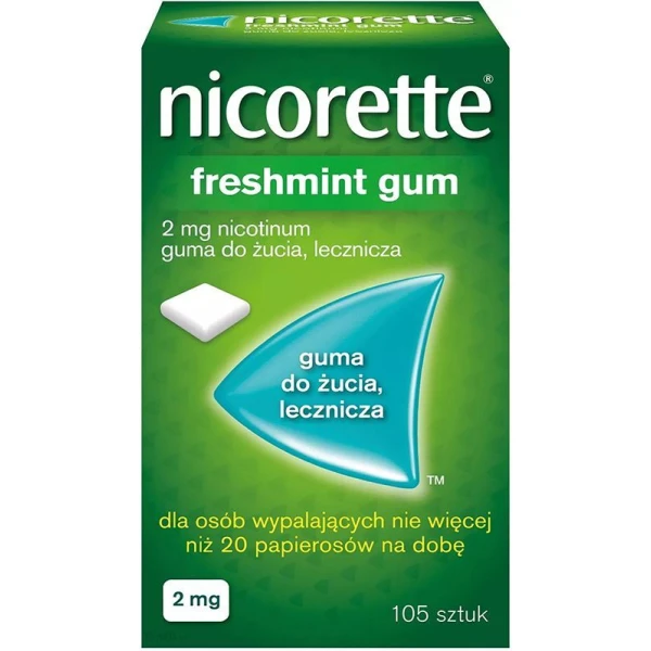 Nicorette FreshMint 2mg, guma do żucia, 105 sztuk