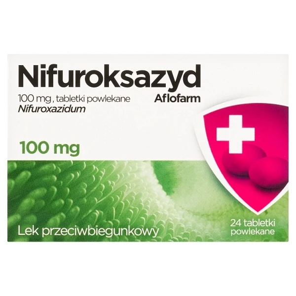 Nifuroksazyd Aflofarm 100mg, 24 tabletki powlekane