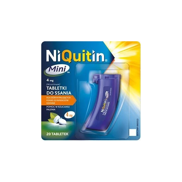 NiQuitin Mini 4mg, dla osób wypalających ponad 20 papierosów dziennie, 20 tabletek do ssania
