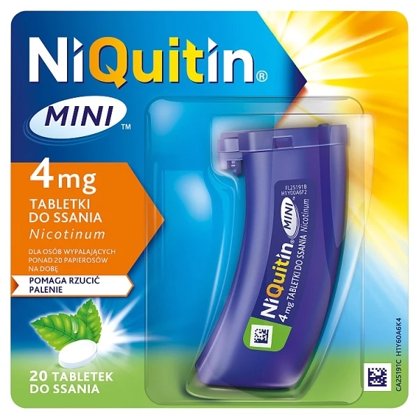 [DATA - 2026-12-31] NiQuitin Mini 4mg, dla osób wypalających ponad 20 papierosów dziennie, 20 tabletek do ssania
