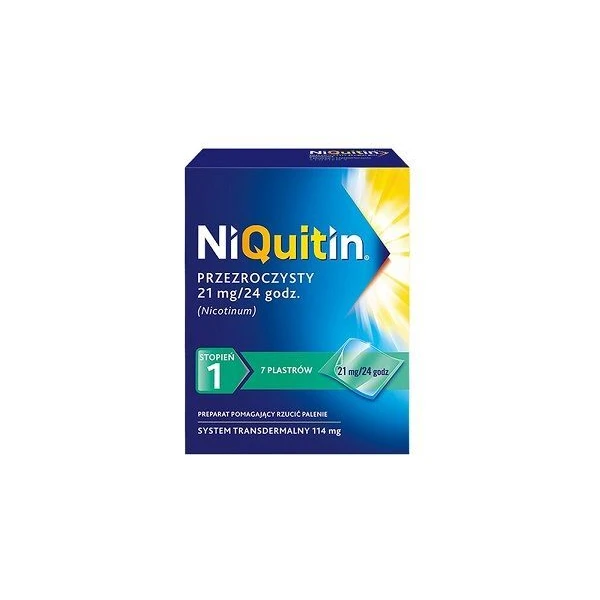 NiQuitin Przezroczysty 21mg/24h (114mg), system transdermalny 1 stopień, 7 plastrów