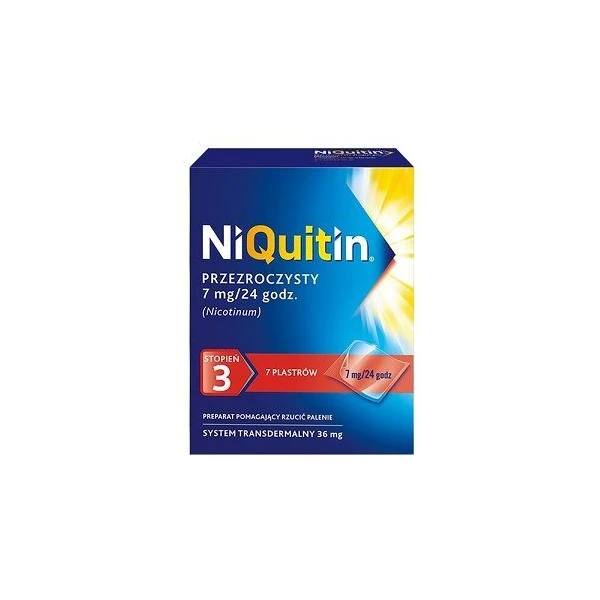 NiQuitin Przezroczysty 7mg/24h (36mg), system transdermalny 3 stopień, 7 plastrów