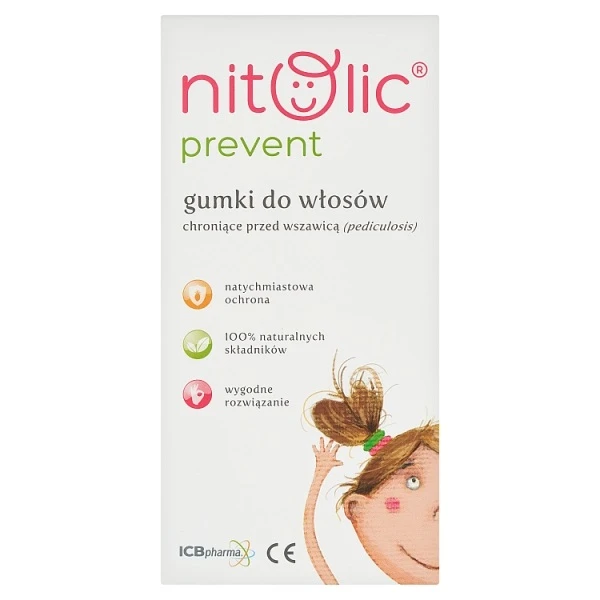 Pipi Nitolic Prevent, gumki do włosów chroniące przed wszawicą, 4 sztuki