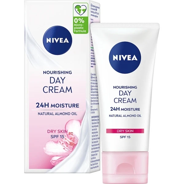 Nivea 24h Nawilżenia, odżywczy krem na dzień SPF15, skóra sucha i wrażliwa, 50ml