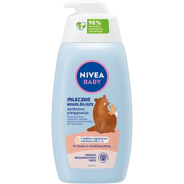 Nivea Baby, mleczko nawilżające, delikatna pielęgnacja, od urodzenia, 500ml