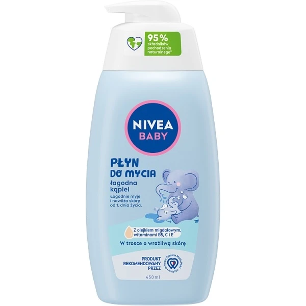 Nivea Baby, płyn do mycia, łagodna kąpiel, od urodzenia, 450ml