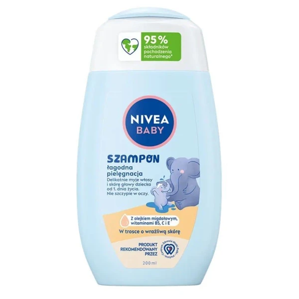 Nivea Baby, szampon do włosów, łagodna pielęgnacja, od urodzenia, 200ml