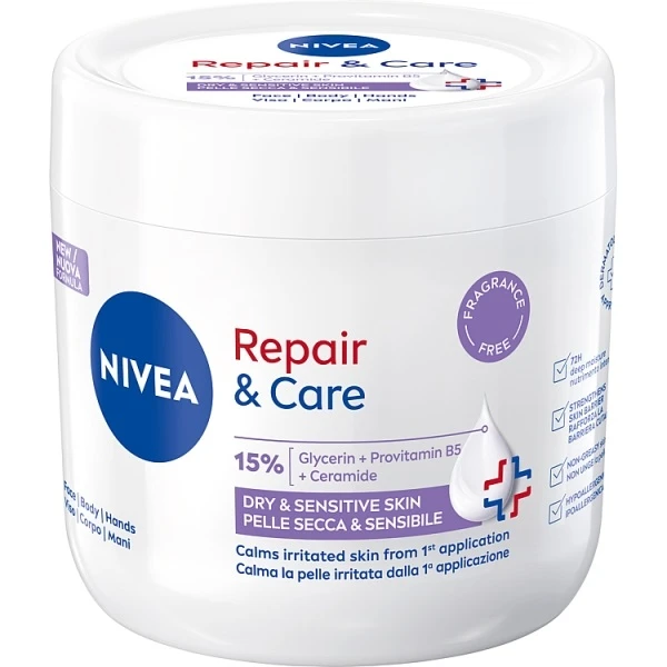 Nivea Repair & Care, krem dla skóry suchej i wrażliwej, 400ml