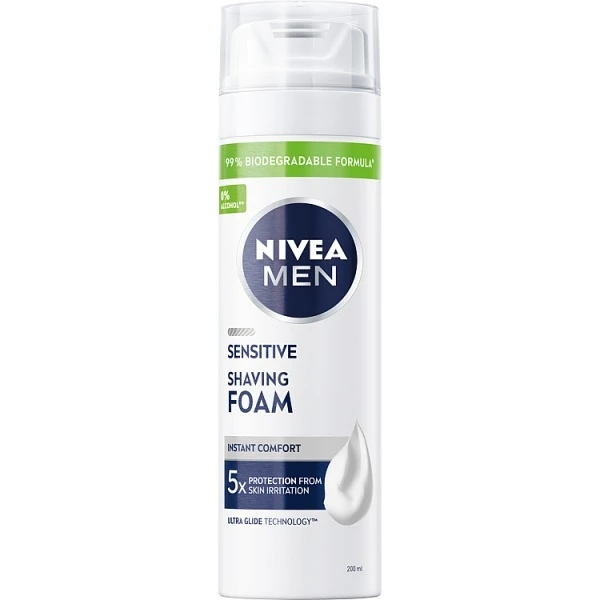 Nivea Men Sensitive, łagodząca pianka do golenia, 200ml