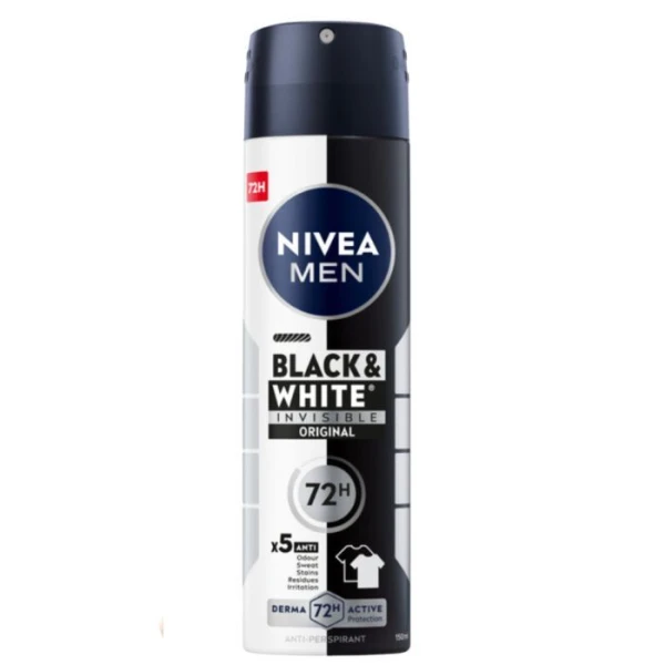 Nivea Men Black & White Invisible, antyperspirant dla mężczyzn, 72h, Original, 150ml