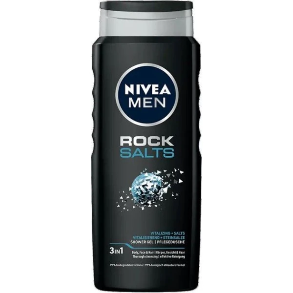 Nivea Men Rock Salts, żel pod prysznic 3w1, z dodatkiem soli kamiennej, 500ml