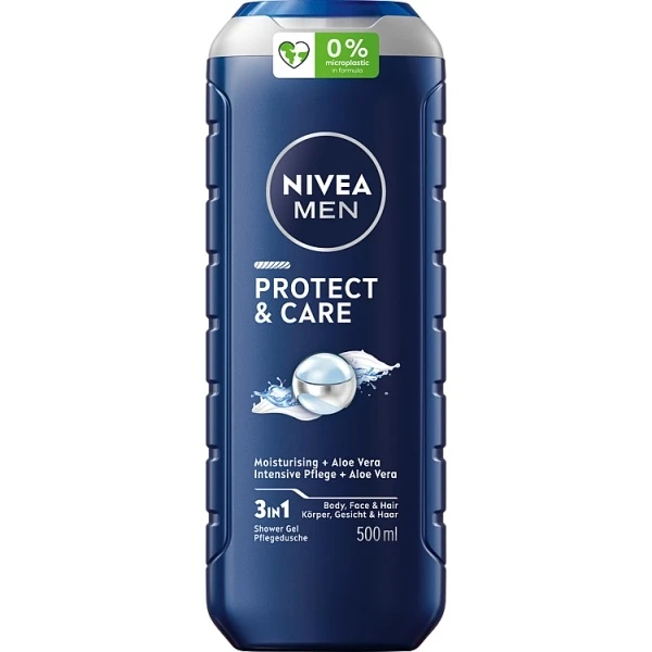 Nivea Men Protect & Care, żel pod prysznic 3w1, z ekstraktem z aloesu, 500ml