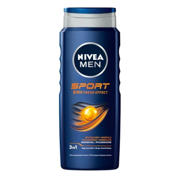 Nivea Men Sport 24H Fresh Effect, żel pod prysznic 3w1, zapach limonki, 500ml
