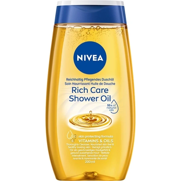Nivea, pielęgnujący olejek pod prysznic, 200ml