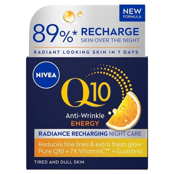 Nivea Q10 Anti-Wrinkle Energy, przeciwzmarszczkowa energia, krem na noc dla skóry zmęczonej i matowej, 50ml